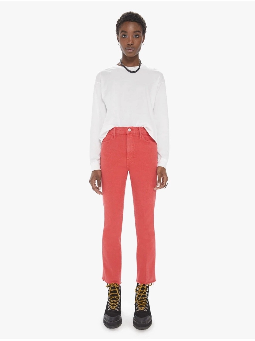 MOTHER Coral High-Rise Cropped corduroy Straight hopscotch Jeans
